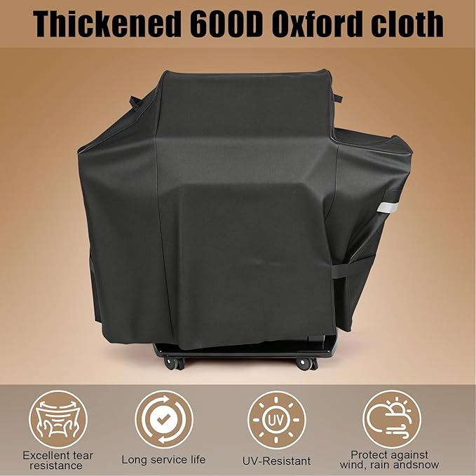 QuliMetal Grill Cover for Weber Searwood 600 Pellet - 600D Heavy-Duty Waterproof and Tear-Resistant Grill Cover for 3400145 Weber Searwood,Outdoor BBQ Accessory