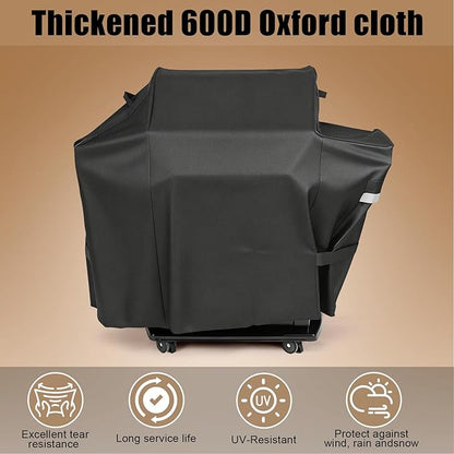 QuliMetal Grill Cover for Weber Searwood 600 Pellet - 600D Heavy-Duty Waterproof and Tear-Resistant Grill Cover for 3400145 Weber Searwood,Outdoor BBQ Accessory