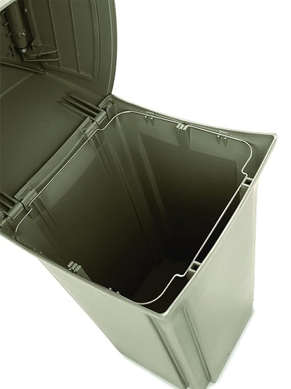 Rubbermaid Commercial Products Ranger Outdoor Trash Can with Lid and Doors, 45-Gallon, Black Plastic, Outdoor Garbage Can/Wastebasket for Parks/Shopping Malls/Festivals/Stadiums