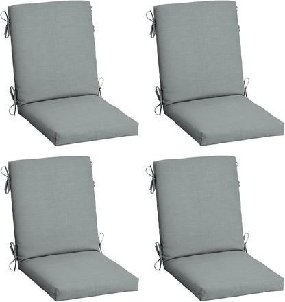 Arden 4-Pack Outdoor Patio Dining Chair Cushion, 20x44, Rain-Proof Seat Pad, Fade-Resistant Outdoor Cushion Stone Grey Leala