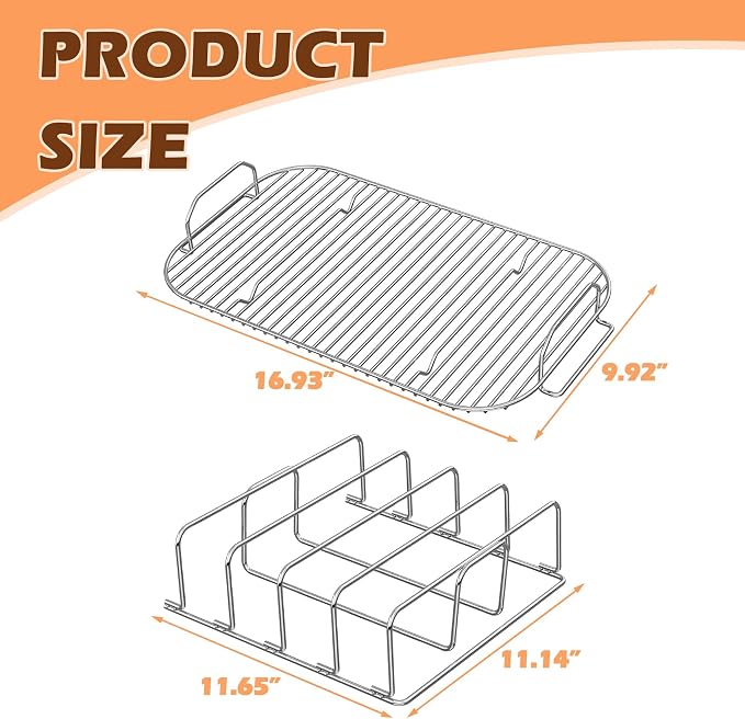 Woodfire Rib Rack & Roast Rack for Ninja Woodfire XL Grill OG800/900 Series Accessories, XSKRACKXL Rib Rack & XSKRSTRKXL Smoke Rack for Ninja OG951 OG850 Pro Connect XL Outdoor Grill Smoker