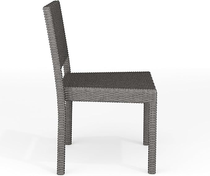 Martha Stewart Bedford Indoor-Outdoor Stackable Patio Chairs with Rattan Wicker Finish in Gray, Set of 2