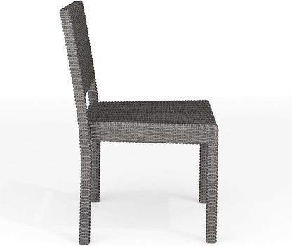 Martha Stewart Bedford Indoor-Outdoor Stackable Patio Chairs with Rattan Wicker Finish in Gray, Set of 2