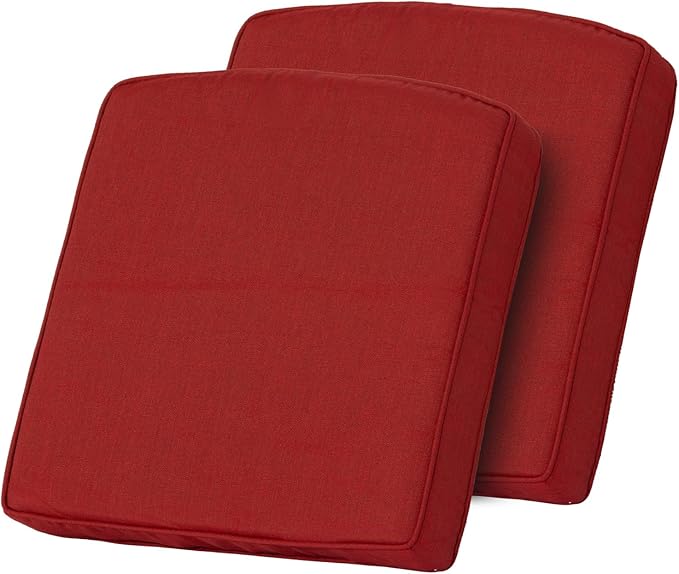 Goodgoods 20 x 20 Outdoor Chair Cushions Set of 2, 1000+ Hours Fade-Resistant & Water-Resistant Furniture Chair Cushions with 30D High-Resilience Foam for Dining Room, Patio Chair, Chili