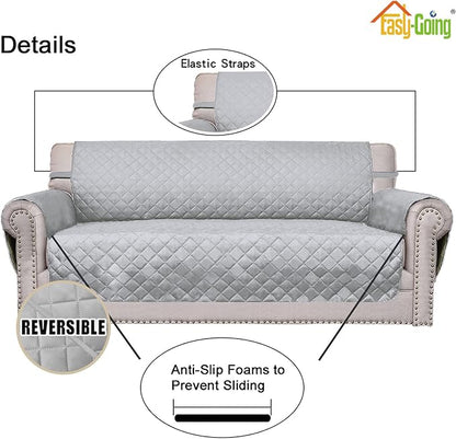 Easy-Going Reversible Couch Cover, Oversized Chair, Light Gray/Light Gray | Machine Washable Slipcover For Dogs, Water Resistant Furniture Mat For Living Room, Non-Slip Sofa Cover, Pet Friendly