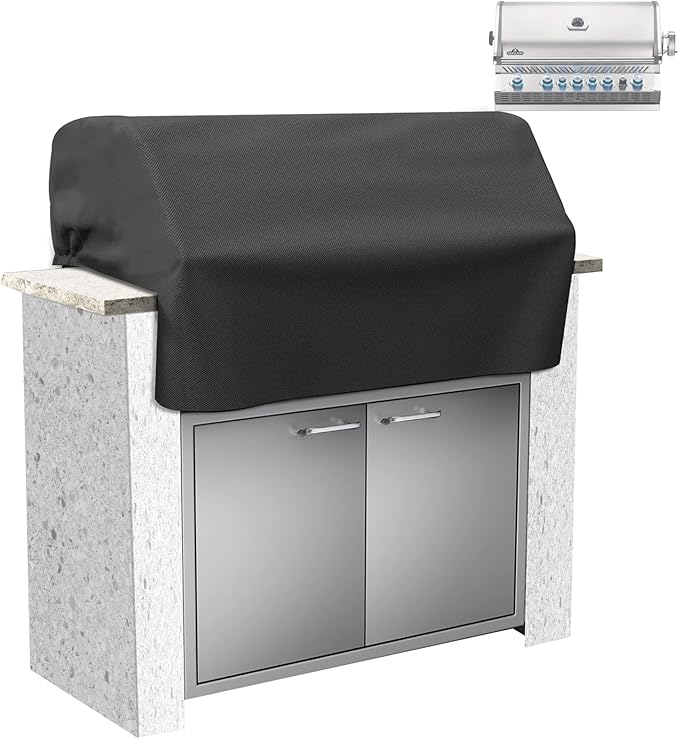 Built-in Grill Cover for Napoleon Built-in Prestige PRO 665 Gas Grill, 600D Heavy Duty PU Material Wateproof Island BBQ GrillTop Cover, Outdoor Kitchen Grill Head Accessory