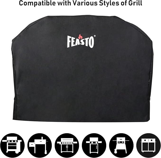 Feasto BBQ Grill Cover, 55 Inch Heavy Duty Waterproof Gas Grill Cover with Adjustable Velcro Strap, Anti-UV, Fade Resistant, Fits for Weber, Char Broil, Nexgrill, Royal Gourmet (55"L x 23"W x 42"H)