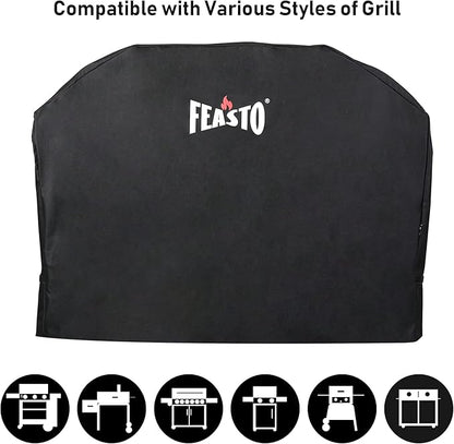 Feasto BBQ Grill Cover, 55 Inch Heavy Duty Waterproof Gas Grill Cover with Adjustable Velcro Strap, Anti-UV, Fade Resistant, Fits for Weber, Char Broil, Nexgrill, Royal Gourmet (55"L x 23"W x 42"H)