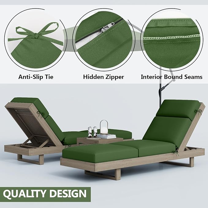 Chaise Lounge Cushions Outdoor, 80 x 26 x 4 Inch Lounge Chair Cushions for Outdoor Furniture - Waterproof Lounge Patio Replacement Cushion, 4In Fade-Resistant ThickPatio Chaise Lounge Cushion