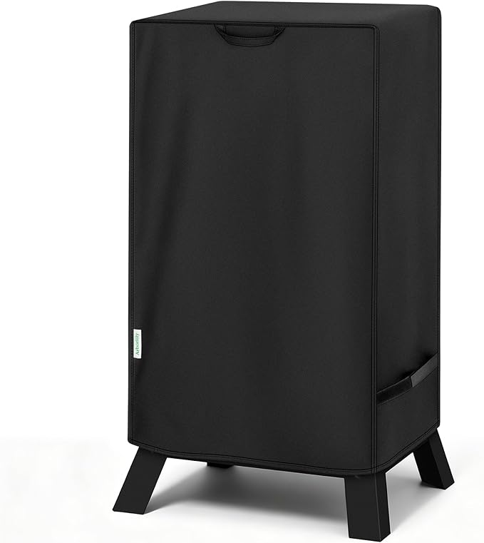 30 Inch Smoker Cover for Masterbuilt, Heavy Duty Waterproof Vertical Electric Smoker Cover with Windproof Straps & Handles, UV & Fade Resistant Outdoor BBQ Grill Protection, Black
