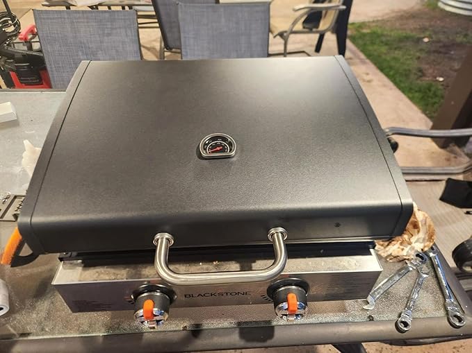 Upgrade Griddle Lid for Blackstone Omnivore 1666 22 Inch Tabletop Griddle(2024 Model),Grill Hard Cover w/Handle & Thermometer for Blackstone Hinged Lid 22" Omnivore Parts 2203 2304 2205 Flattop Cover