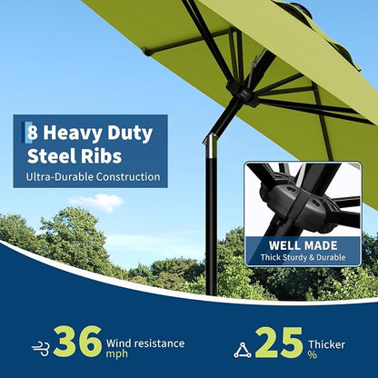GarveeLife 10FT Umbrella Outdoor Patio, Backyard Umbrella with 8 Sturdy Ribs, Push Button Tilt and Crank, Waterproof UV Protection for Garden, Table, Pool, Market | Table Umbrella Waterproof UV Protection for Garden, Pool, Deck, Backyard, Market (Fruit...