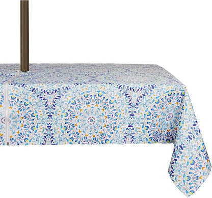 EHouseHome Outdoor and Indoor 60x84 inch Tablecloth with Umbrella Hole and Zipper, Waterproof Zippered Patio Cloths, Spring/Summer Table Covers for Backyard Circular Table/BBQs/Picnic