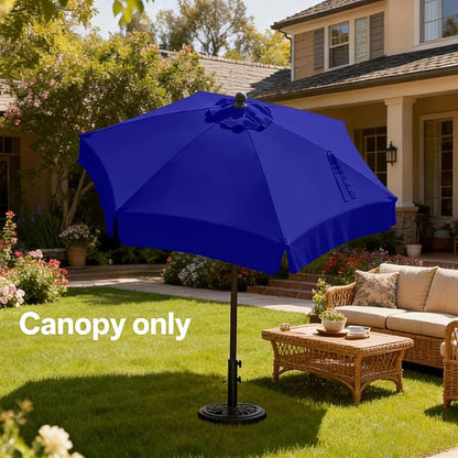 MASTERCANOPY Valance Patio Umbrella 7.5 ft Replacement Canopy for 6 Ribs-Blue Canopy Only