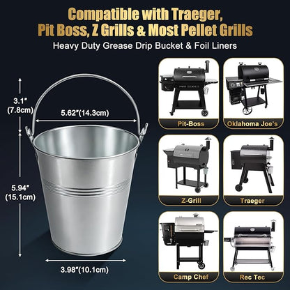 15-Pack Drip Tray Grease Liners & 1 Drip Bucket for Traeger Pellet Grills, Pit-Boss, Camp Chef, Rec Tec, Fit Traeger Pro 575/780, 22/34, Ironwood 650/885, Grill Accessories Traeger HDW152