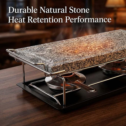 Artestia Hot Stone Steak Cooking Set – Long Heat Retention - Sizzling Steak Plate with Tray & Rack for Family Dinner, Indoor/Outdoor BBQ Grilling Gift