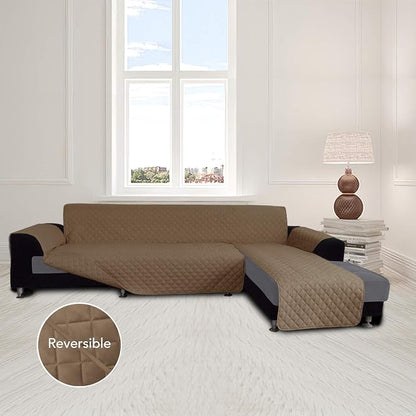Easy-Going Reversible L-Shape Sectional Couch Cover, Small, Camel/Camel | Soft Sofa Slipcover For Dogs, Fits Left/Right Chaise Lounge Protector, Water Resistant Mat For Living Room