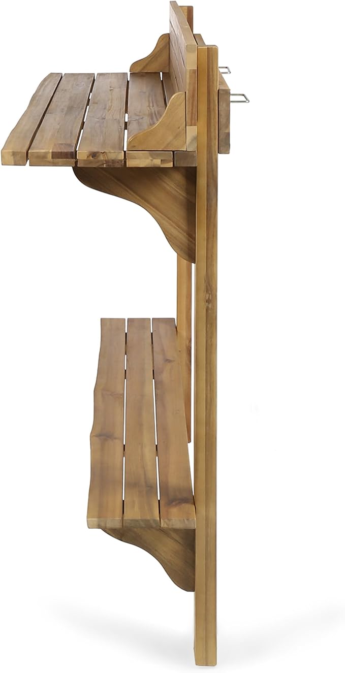 Christopher Knight Home Caribbean Outdoor Acacia Wood Balcony Bar Table, Natural Stained