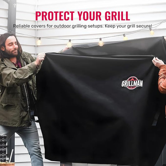 Grillman Heavy Duty BBQ Grill Cover for Outdoor Grill, 30 Inch – Waterproof, Weather Resistant, UV & Fade Resistant with Adjustable Straps – Gas Grill Cover for Weber, Genesis, Charbroil, etc. Black