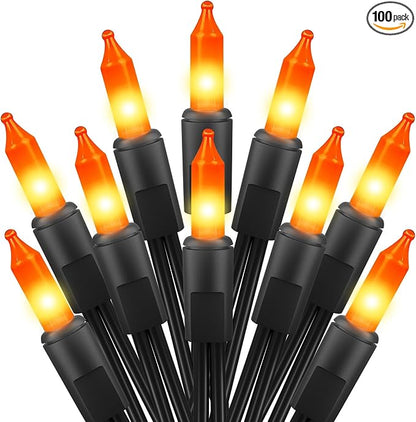 Brightown Orange Halloween Mini Lights, 50 Count 10 Feet Mini String Lights | Incandescent Bulb Connectable Halloween Lights for Haunted House Ghost Party Holiday Window Indoor Outdoor Decoration