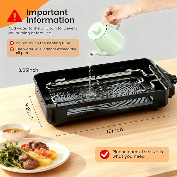 Electric Indoor Grill 1700W - YOHAWJAN 2 in 1 Smokeless Indoor Grill Pan for Kitchen with Grilling Net & Non-Stick Removable Griddle Plate, Temperature Control Korean BBQ Grill with 3 Cheese Pan