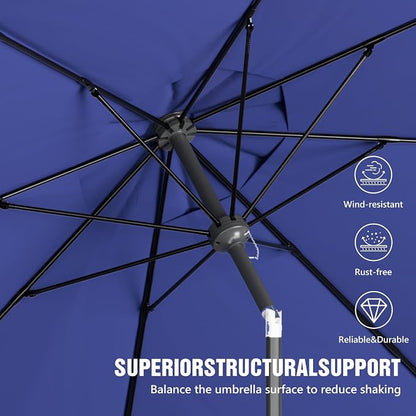 Sannwsg Patio Umbrellas, Pool Umbrella with 8 Sturdy Ribs, Outdoor Umbrella with Push Button Tilt/Crank, Deck Umbrellas, Market Umbrela Table for Backyard, Deck, Garden, Pool