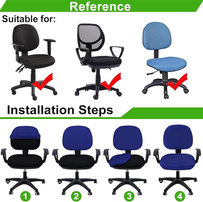 Smiry Office Computer Chair Covers for Desk Rotating Chair Protector | Stretch Jacquard Removable Washable Universal Slipcovers, Seat + Backrest Cover, Royal Blue