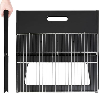 Fire Sense 60508 Notebook BBQ Grill 3.5mm Cooking Bars Instant Foldable & Easy Portability For Outdoor Barbecues Camping Traveling Picnics Garden Beach Party - Black