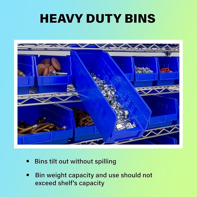 Akro-Mils 30128 Heavy Duty Plastic Shelf Bins, 18"x 4"x 4", Blue, 12-Pack | Heavy Duty Nesting Storage Bins for Garage, Closet, Refrigerator, Kitchen, Cabinet, Drawer Organization, Pantry Organization