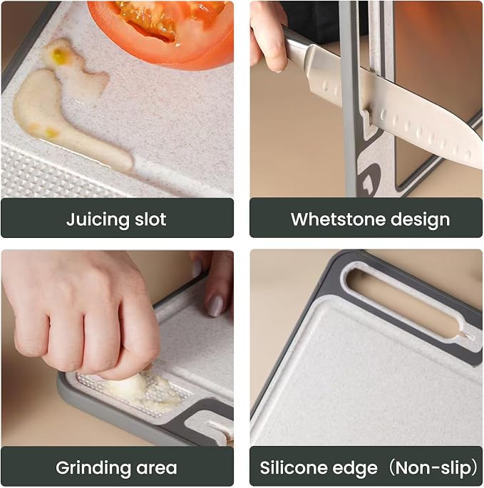 Stainless Steel Cutting Board, 14"x10" Cutting Boards for Kitchen, Dishwasher Safe, Scratch-Resistant with Juice Groove, Separate Sides for Meat and Vegetables (Smooth Surface)