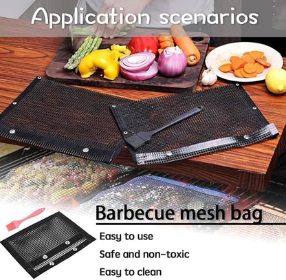 AOOCAN Grill mesh mat - Set of 5 Non Stick BBQ Grill mats, Heavy Duty, Reusable Grilling mats, Easy to Clean - Works on Gas, Charcoal, Pellet Grill - 15.75 x 13 in, Black