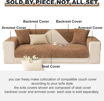 vctops Geometric Jacquard Plush Sofa Couch Covers Farmhouse Neutral Non Slip Sectional Couch Cover Soft Warm Sofa Slipcover for Dogs, Children, Pets Furniture Protector (Coffee,43"x63")