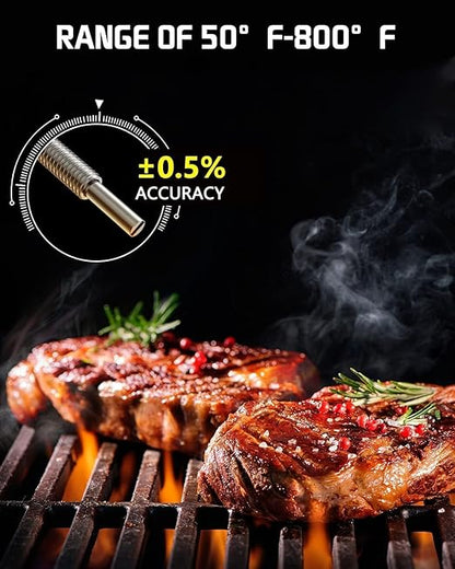 2 Pcs Grill Thermometer 2-3/8" Large Dial, 50-800°F Grill Thermometer for Outside Grill, High-Temp Resistant Thermometer for Smoker & Oven, Weatherproof Temperature Gauge with 4 Visible Colored Zones