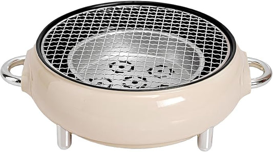 Mini Portable Barbecue Grill, Outdoor BBQ Grill Korean Style Charcoal Grill, Easy to Assemble and Clean, A Variety of Packages Available(Off-Whit,A)