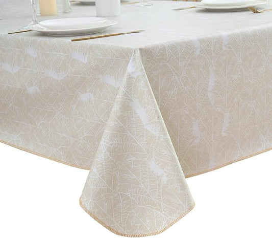 LIBERECOO Heavy Duty Vinyl Tablecloth with Flannel Backing Waterproof Oil-Proof Plastic Table Cloth Stain-Resistant Wipeable Rectangle or Square Table Cover for Indoor and Outdoor 60 x 102 Inch