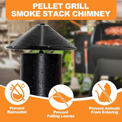 Pellet Grill Smoke Stack Chimney Replacement for Pit Boss, Traeger & Camp Chef, Adjustable Smoker Chimney with Umbrella, Gasket & Mounting Hardware