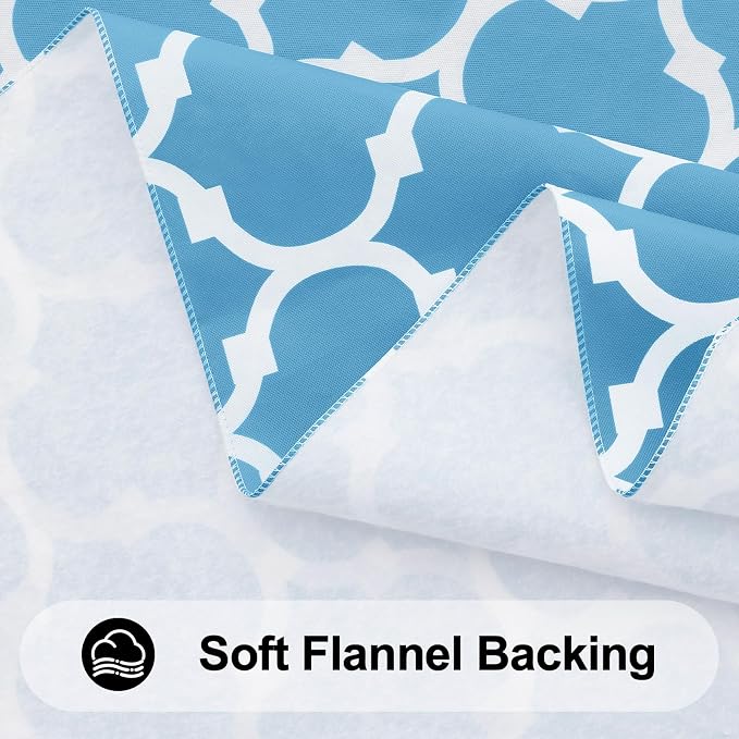 Smiry Rectangle Table Cloth, Waterproof Vinyl Tablecloth with Flannel Backing for Rectangle Tables, Wipeable Spillproof Plastic Tablecloths for Dining, Camping and Indoor (60"x102", Light Blue)