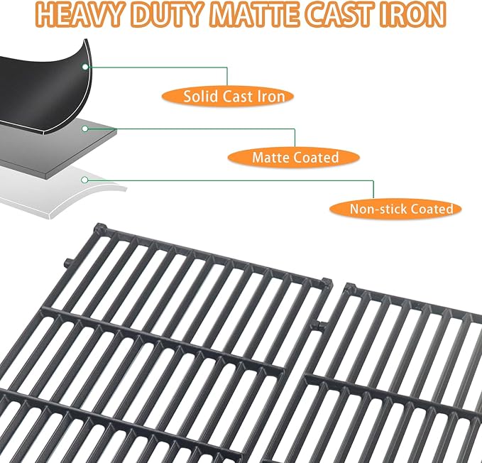 Grill Replacement Parts for Weber Genesis 300 Series, 7620, 7622, 7524 | Stainless Steel Flavorizer Bars, Heat Deflector and Cast Iron Grill Grates E310 E320 E330 S310 S320 S330 EP310 EP320 EP330