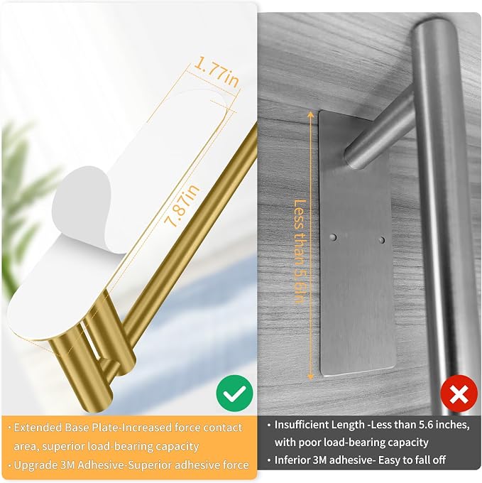 STWWO Under Cabinet Paper Towel Holder, Self Adhesive Paper Towel Rack Gold | Under Counter Under Sink Paper Towel Holder, Self-Adhesive or Wall Mounted, Fits Kitchens Bathrooms & RV