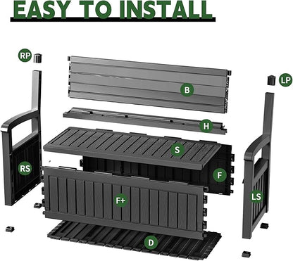 PatioZen 79 Gallon Storage Bench Deck Box Waterproof Lockable,Outdoor Storage Furniture for Patio,Garden and Porch,Tools and Cushions