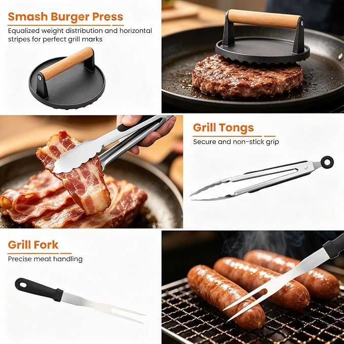 32pcs Griddle Accessories Kit for Blackstone, Flat Top Grill Accessories Set for Camp Chef, Grill Spatula Set with Enlarged Spatulas, Professional Hibachi Tools Gifts for Outdoor BBQ Teppanyaki