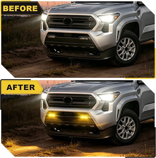 35watts Upgrade Amber Fog Lights bar for 2024-2027 Toyota Tacoma 4Runner | Led front bumper drl Turn Signal Light bar accessories,daytime running lights,2pcs bumper led tacoma 4ruuner 24-27