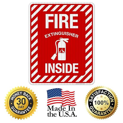 Fire Extinguisher Inside Sign, Fire Safety Sign, 24x30 Inches, 3M EGP Reflective .080 Aluminum, Fade Resistant, Indoor/Outdoor Use, Made in USA