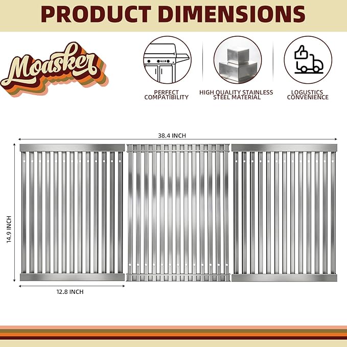 Grill Grate for TEC Infrared Gas Grill Sterling III Stainless Steel Cooking Grates Replacement for TEC Grll, 12.8" W x 14.9" L, 3 Pack