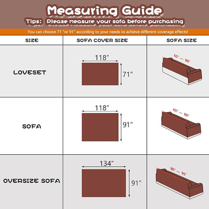 MYSKY HOME Sofa Covers Washable Couch Cover for Dogs Sofa Cover Furniture Protector Sofa Slipcovers for Dogs Water Resistant Furniture Protector Cover, Soft Non Slip Sofa Covers, 91" x 134", Chocolate
