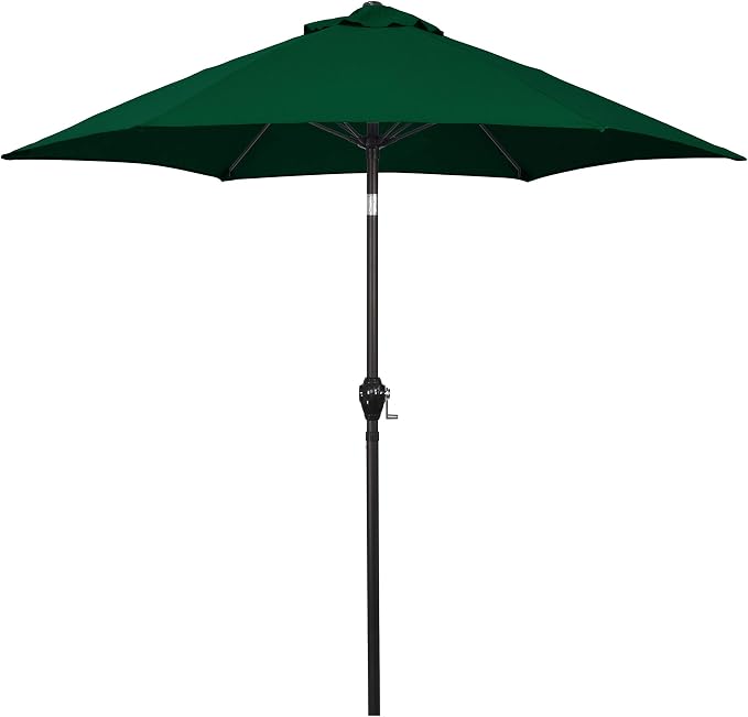 Sunline 7.5 ft Patio Umbrella with Crank & Push Button Tilt, Outdoor Market Umbrella with UV Protection & Wind Vent and Fiberglass Ribs, Metal Frame for Deck, Pool & Table, Hunter Green