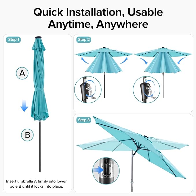 NEWBULIG 10FT Patio Umbrella, Offset Cantilever Outdoor Patio Table Umbrella, UV Protection, Fade Resistant Fabric, Easy Tilt Adjustment for Deck, Pool, Backyard, Garden