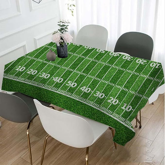 American Football Field Decorative Rectangle Tablecloth Green Grass Soccer Field with Numbers Polyester Table Cloth Kitchen Cover for Dining BBQ Picnic Coffee Table 60 x 84 Inch 6-8 Seats