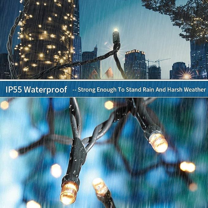 MZD8391 105FT 300LED Christmas Light, Waterproof Christmas Tree Light | Warm White, 100% UL List, 8 Light Mode,Timer/Memory, End To End Connect,Christmas String Light Oudoor Indoor Decoration