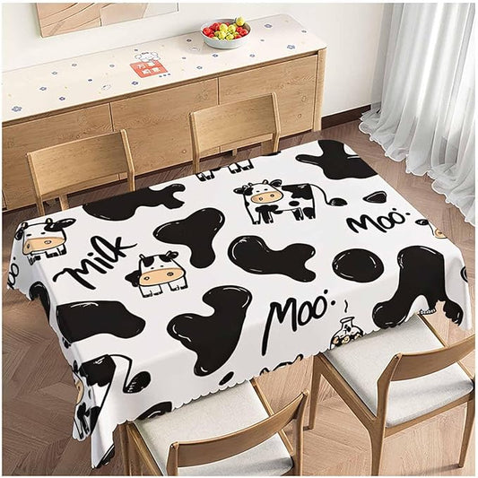 Cow Cute Table Covers Farm Milk Cattle Heavy Weight Tablecloth Cow Print Picnic Table Cloth for Kitchen Dinning Tabletop Outdoor BBQ Buffet Rectangle 52x70 Inch